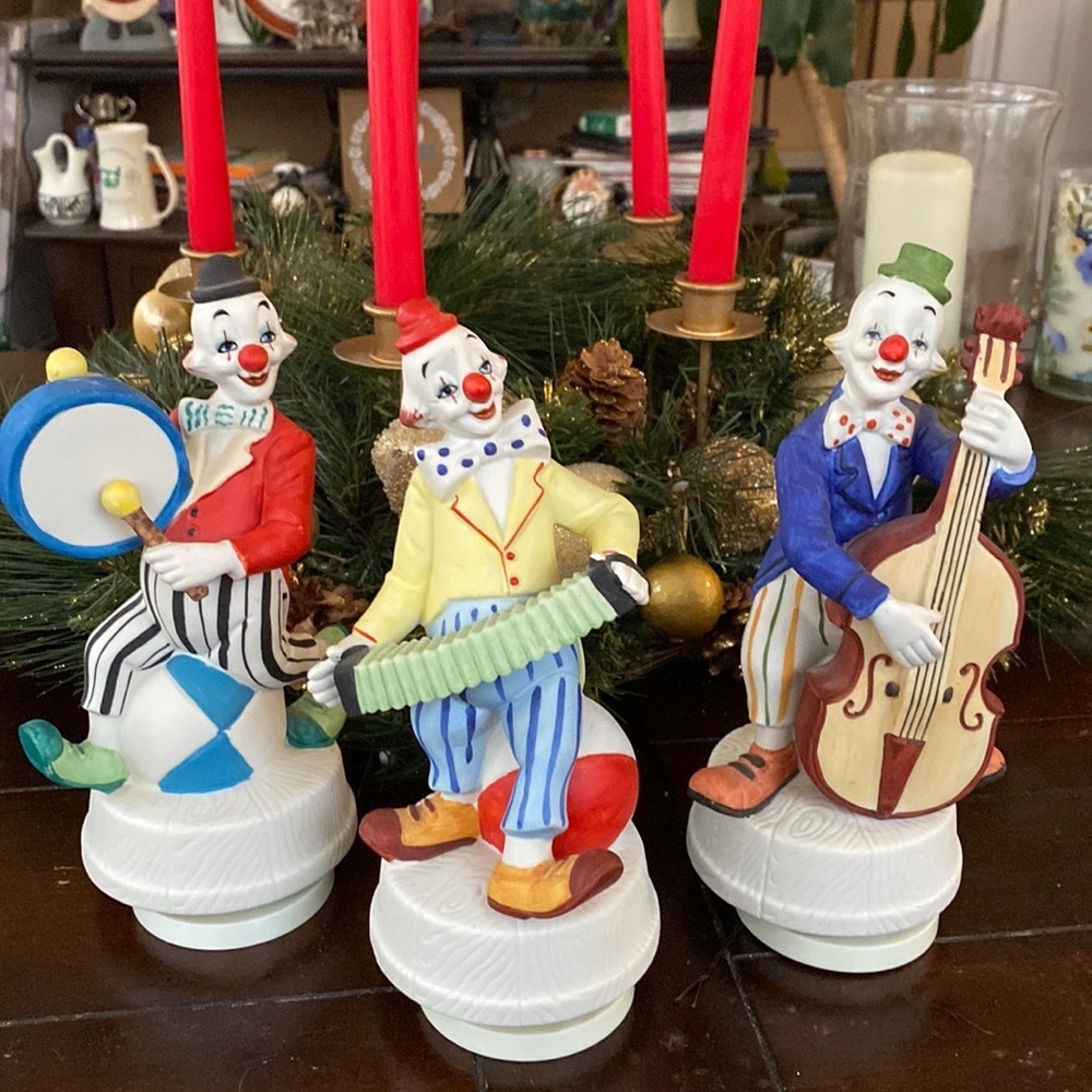 Set of 3 kimco wind up music clowns - Picture 1 of 9